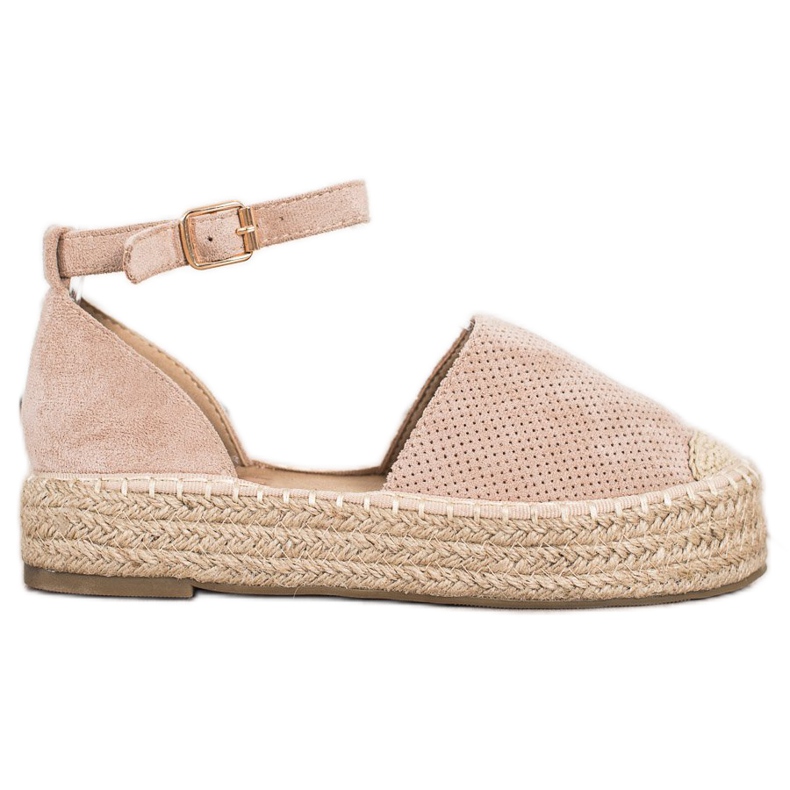 SHELOVET Espadrilles mit Schnalle beige