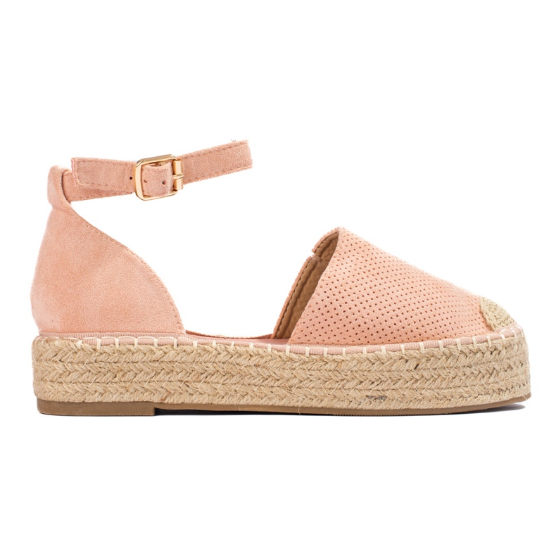 SHELOVET Espadrilles mit Schnalle rosa