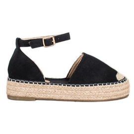 SHELOVET Espadrilles mit Schnalle schwarz