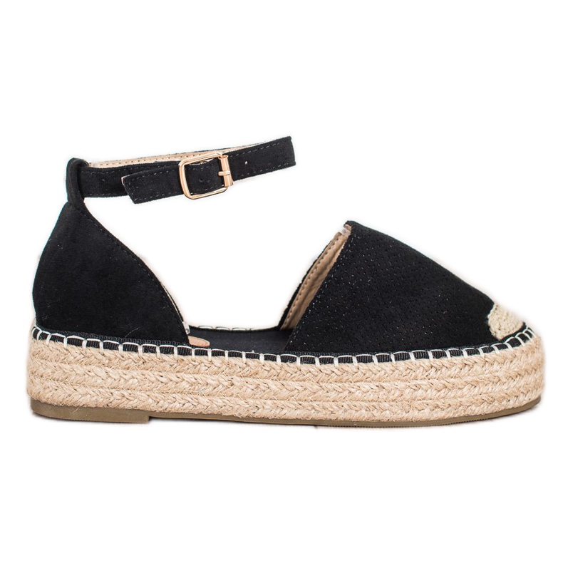 SHELOVET Espadrilles mit Schnalle schwarz