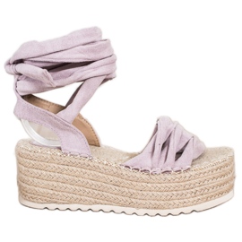 SHELOVET Gebundene Espadrilles-Sandalen lila