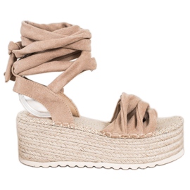 SHELOVET Gebundene Espadrilles-Sandalen beige