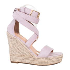 SHELOVET Espadrilles-Sandalen mit Schnalle lila