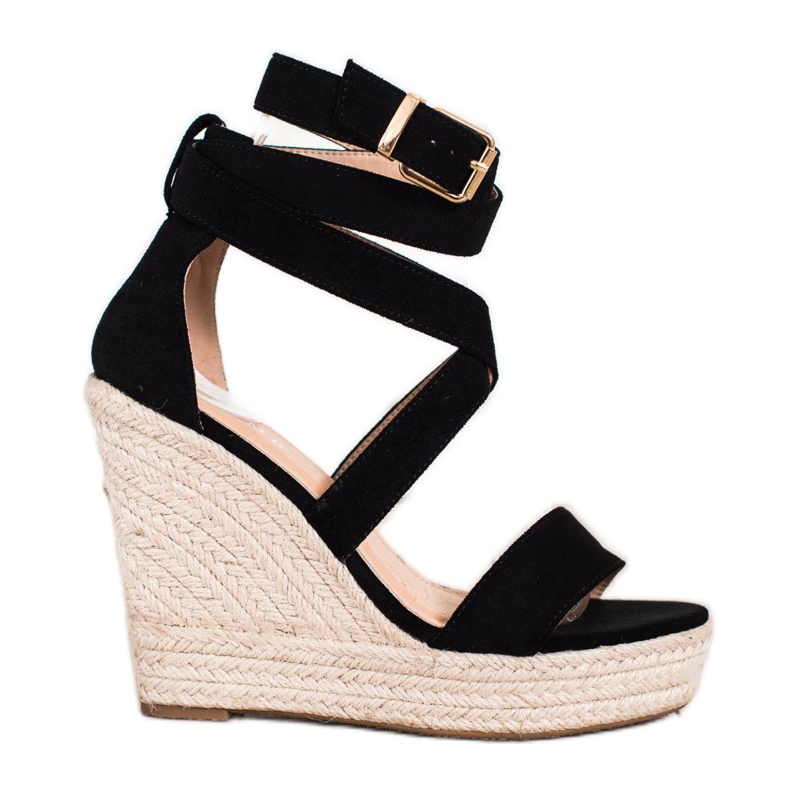 SHELOVET Espadrilles-Sandalen mit Schnalle schwarz