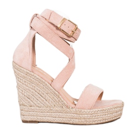 SHELOVET Espadrilles-Sandalen mit Schnalle rosa
