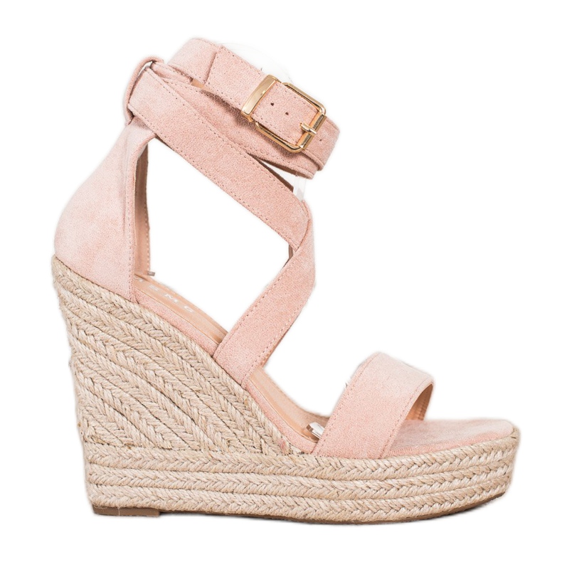 SHELOVET Espadrilles-Sandalen mit Schnalle rosa