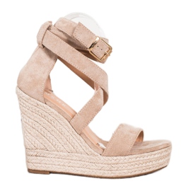 SHELOVET Espadrilles-Sandalen mit Schnalle beige