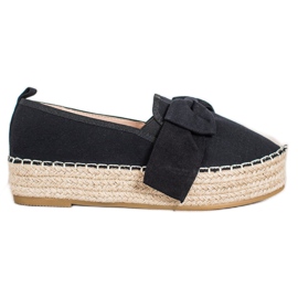 SHELOVET Schwarze Espadrilles mit Schleife