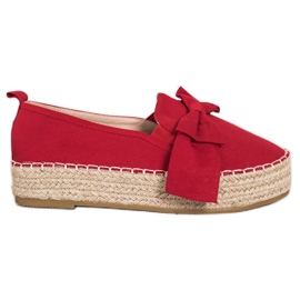 SHELOVET Rote Espadrilles mit Schleife