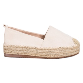 SHELOVET Wildleder-Espadrilles auf der Plattform beige
