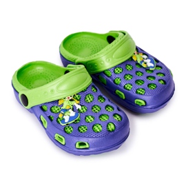 Kinder Hausschuhe aus Schaumstoff Crocs Marineblau-Grün Jupiter navy blau