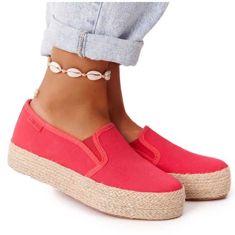 Espadrilles auf einer geflochtenen Plattform Big Star FF274149 Rot
