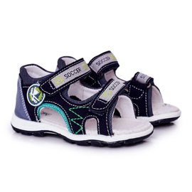 EVE Marineblaue Fußballsandalen für Kinder mit Klettverschluss mehrfarbig