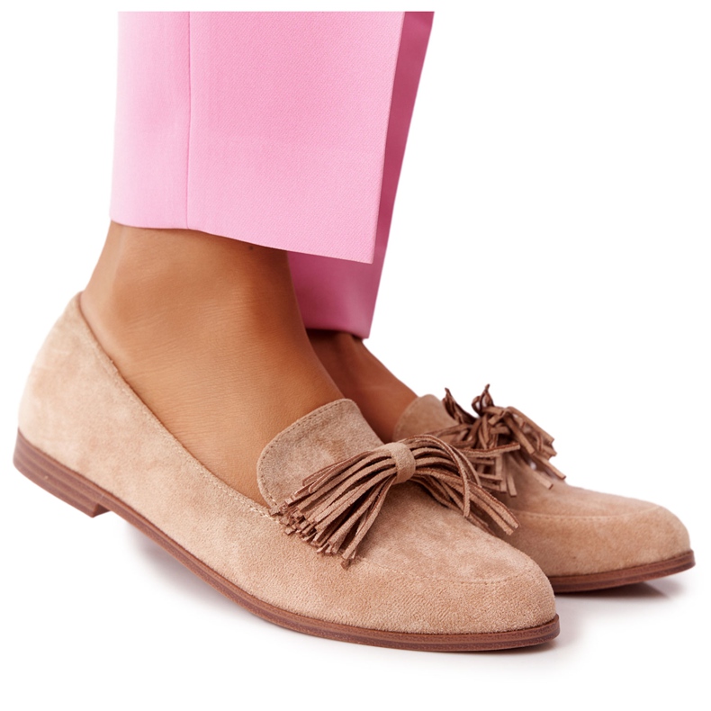 EVE Loafer aus Wildleder mit Fransen Beige Alicante
