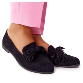 EVE Loafer aus Wildleder mit Fransen Schwarz Alicante