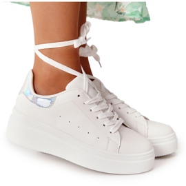 Sportschuhe Sneakers auf der Plattform Weiß und Silber Shine Bright