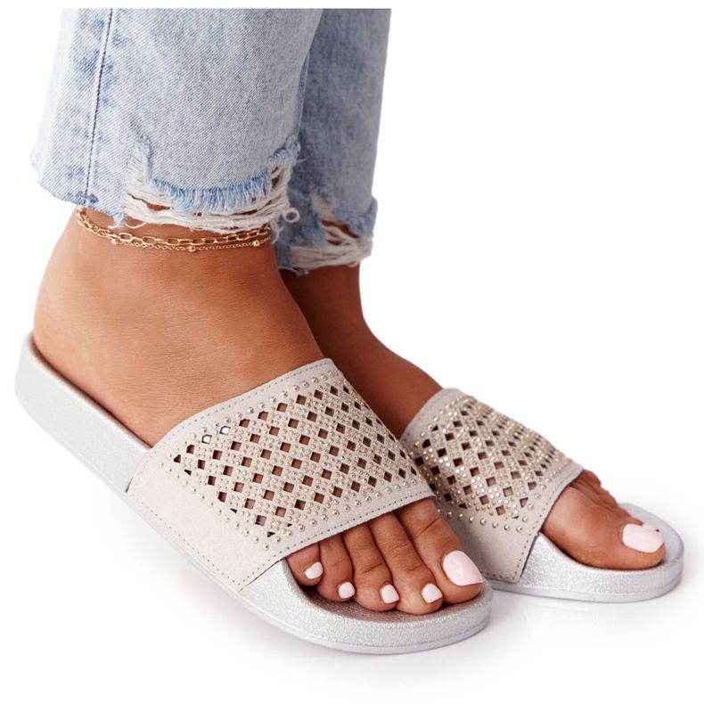 EVE Graue Tonya Pailletten Gummi Hausschuhe