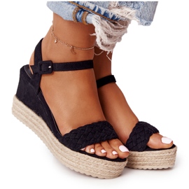 PS1 Schwarze Balearen-Keilsandalen