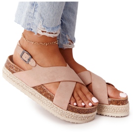 Sandalen auf der Korkplattform Big Star FF274A130 Beige