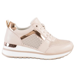 SHELOVET Stylische Sneaker mit Glitzer rosa