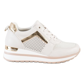 SHELOVET Stylische Sneaker mit Glitzer beige