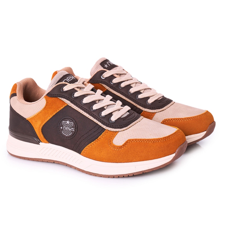 NEWS Herren Sportschuhe Sneakers Gelb-Braun Harold mehrfarbig