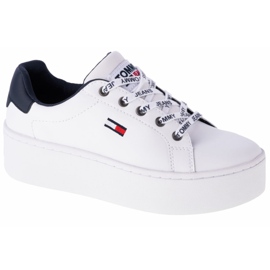 Tommy Hilfiger Iconic Leather Flatform Schuhe in EN0EN01113-YBR weiß marineblau