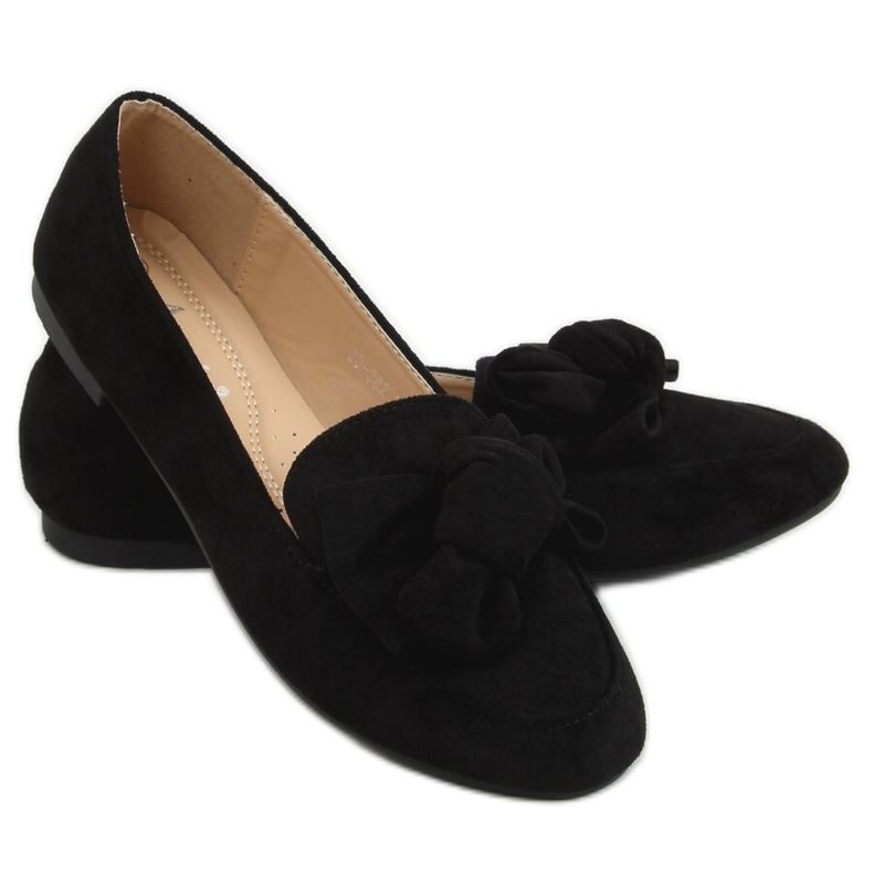 Schwarze Loafer mit Schleife 88-382 Black