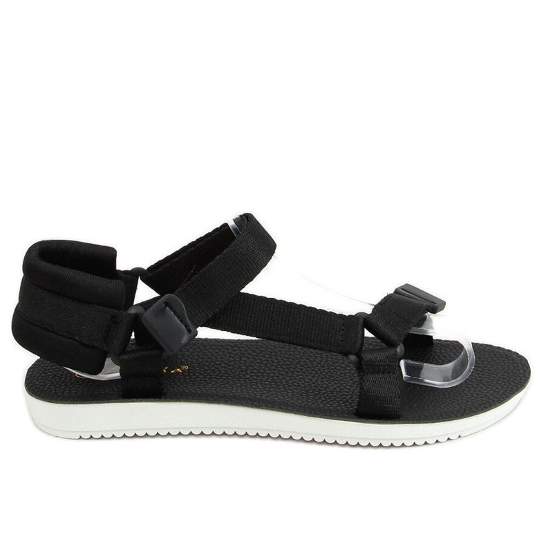 Schwarze N-67 Schwarze Sportsandalen mit Klettverschluss
