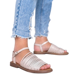 Brown Sun Beige glänzende Sandalen