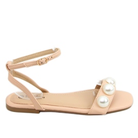 Damen Sandalen beige mit Perlen H19 Beige