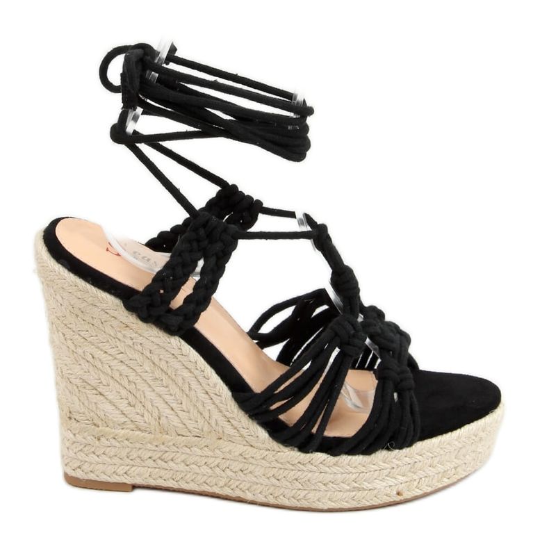 Schwarze Espadrilles auf Keilgeflecht schwarz M319P Black
