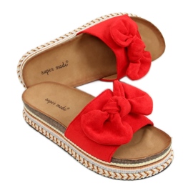 Rot 7705 Rote Pantoffeln auf der verzierten Sohle