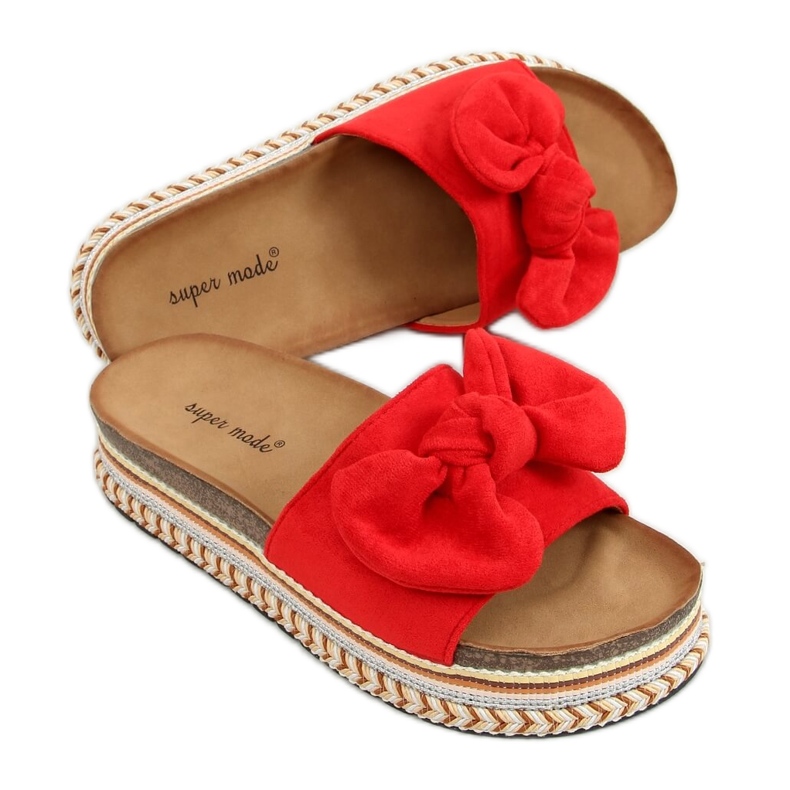 Rot 7705 Rote Pantoffeln auf der verzierten Sohle