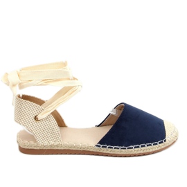 Espadrilles mit Knöchel gebunden, marineblau H-107 Blau beige navy blau