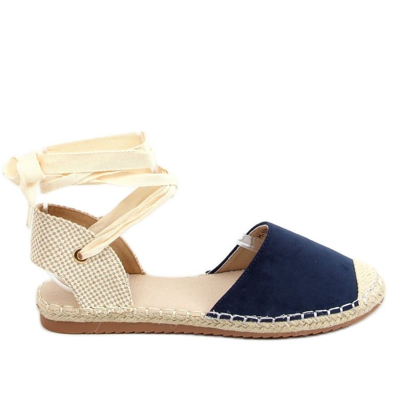 Espadrilles mit Knöchel gebunden, marineblau H-107 Blau beige navy blau