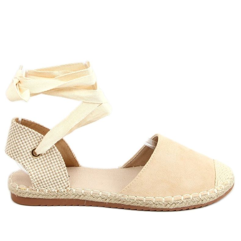 Espadrilles mit Knöchel gebunden beige H-107 Beige