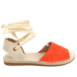 Orange H-107 Orange Espadrilles mit Knöchel gebunden beige