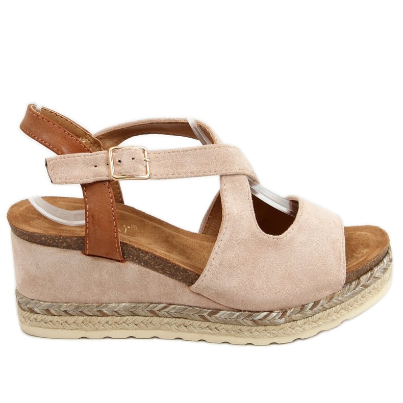 YL90 Beige-beige Espadrilles auf Keilabsatz