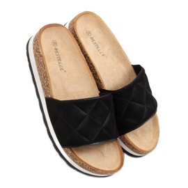 Schwarze Kork-Hausschuhe LS017 Schwarz