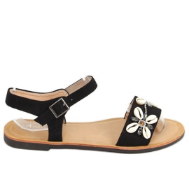 Schwarz M78 Schwarze Sandalen mit Muscheln