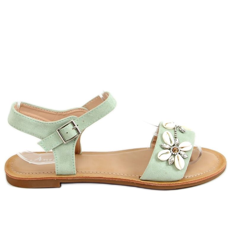 Sandalen mit Minze Muscheln M78 Grün