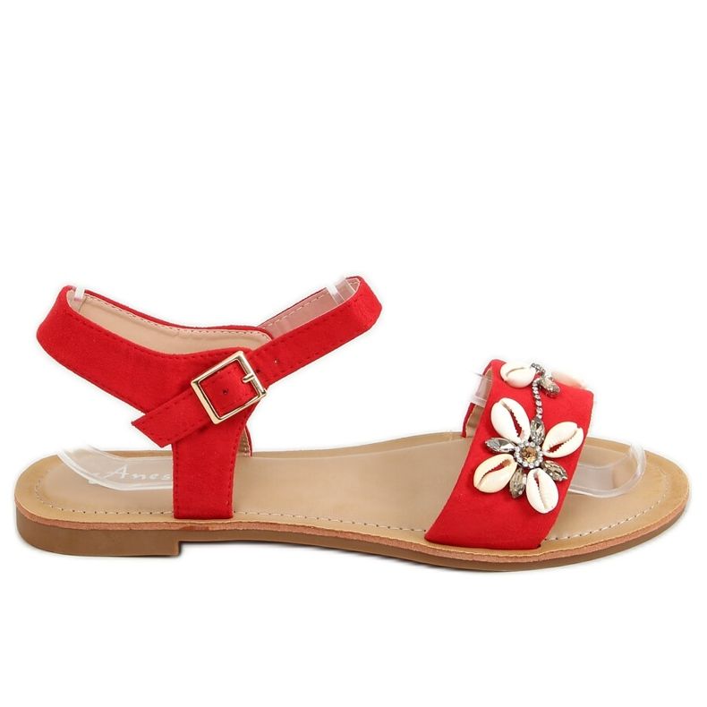 Sandalen mit Muscheln rot M78 Red