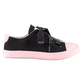 SHELOVET Stylische gebundene Sneakers schwarz