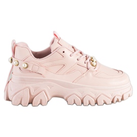 SHELOVET Rosa Sneaker mit Perlen
