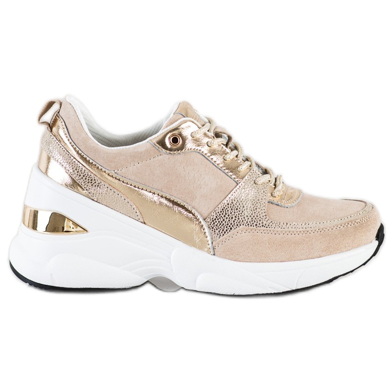 Filippo Sneakers aus Leder mit Keilabsatz beige