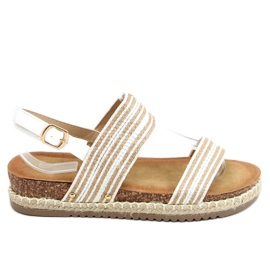 Espadrilles-Sandalen in Weiß und Beige FD-50 Weiß