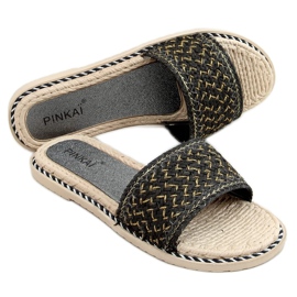 Schwarze Damen Hausschuhe schwarz LS002 Black