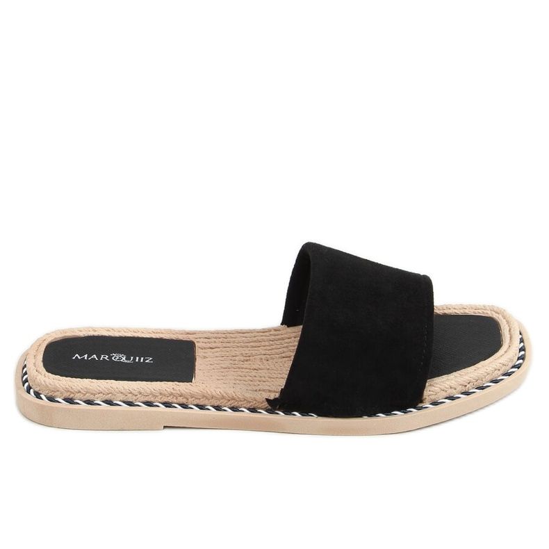 Schwarze Damen Wildleder schwarze Hausschuhe 1096 Black