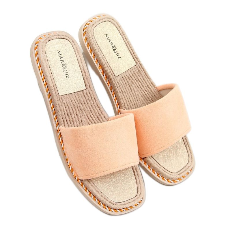 Damen Wildleder Apricot Hausschuhe 1096 Orange mehrfarbig